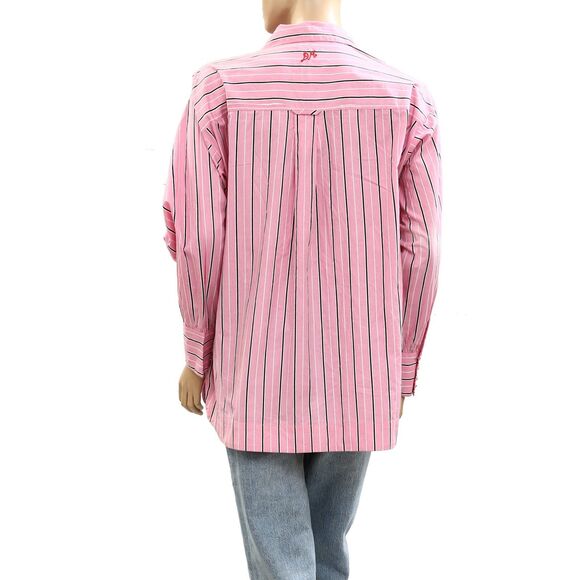 Damson Madder Carmy Striped Double-Breasted Ties Shirt Tunic Top M-10 NWT 286042 - Picture 5 of 9